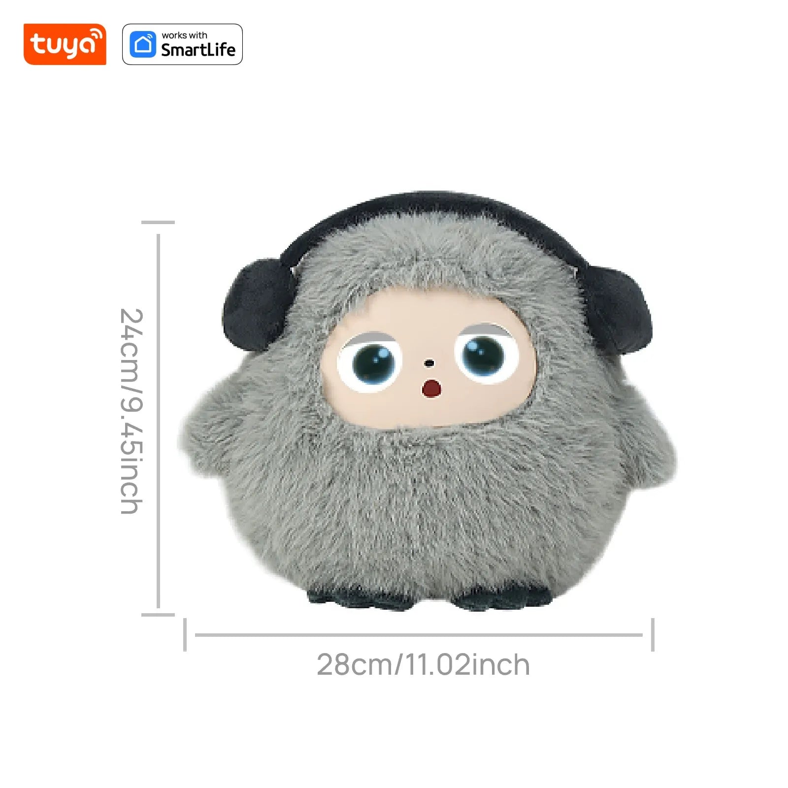 BOBO:AI Gray Plush Robot — LED Eyes, Voice Control & Smart Home Companion