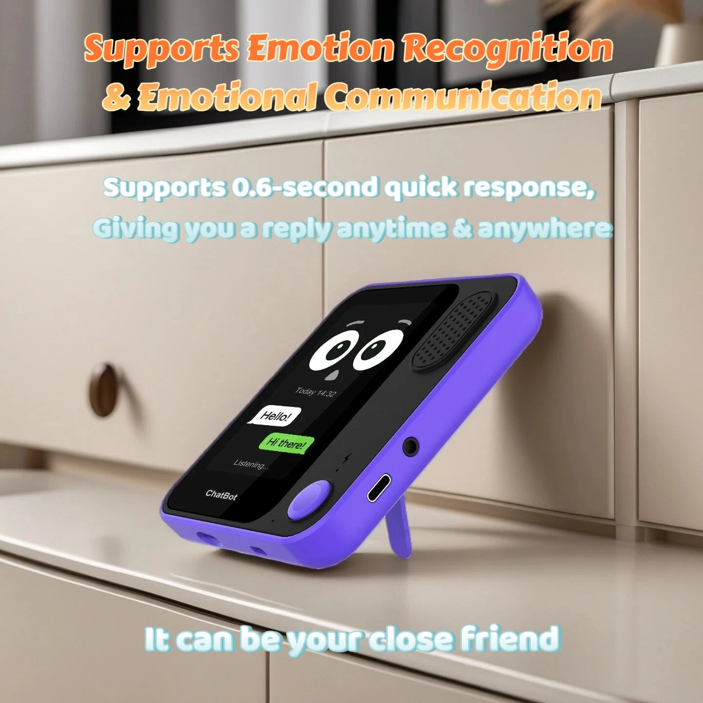 AI Voice Robot Companion — Multilingual Chatbot, HD Screen & GPT Privacy Protection