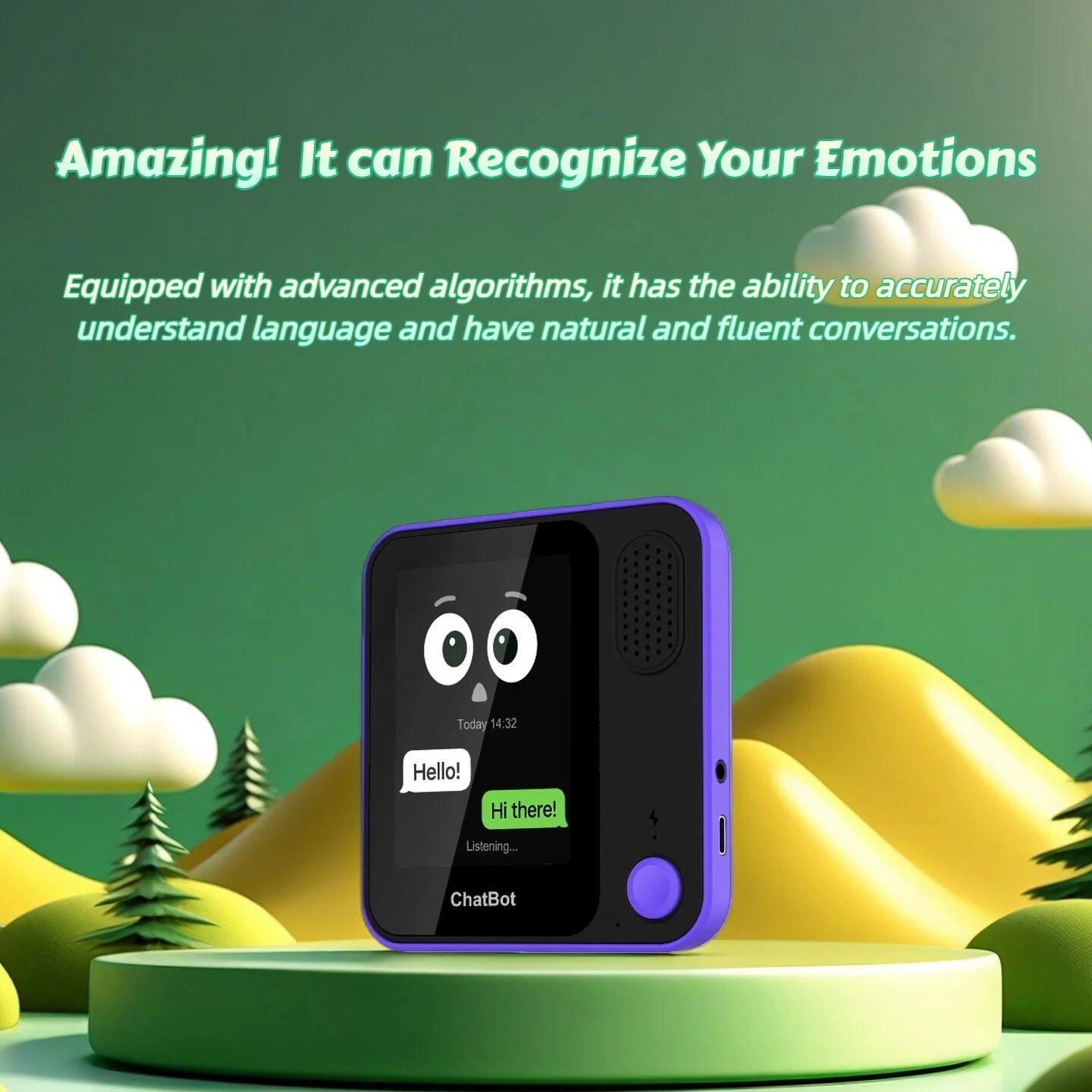 AI Voice Robot Companion — Multilingual Chatbot, HD Screen & GPT Privacy Protection