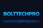 Logo BOLTTECHPRO azul eléctrico fondo oscuro